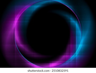 Blau und violett leuchtend glänzend Kreis abstrakten geometrischen Hintergrund. Vektorfuturistisches Tech-Design