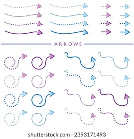 Arcos de flechas azules y violetas