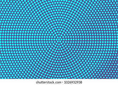 	
Blue violet dotted halftone. Centered radi dotted gradient. Half tone vector background. Artificial texture. Purple dots on cyan backdrop. Vivid pop art design template. Glitch halftone texture