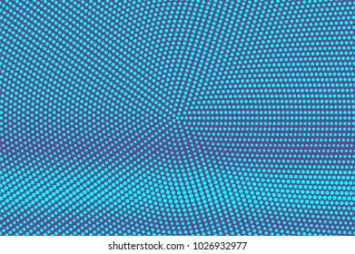 	
Blue violet dotted halftone. Horizontal contrast dotted gradient. Halftone vector background. Artificial texture. Purple dot on cyan backdrop. Bright pop art design template. Glitch halftone texture