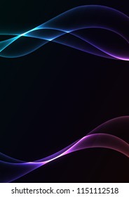 blue violet flame curve layer overlap in dark background, wave transparent backdrop, simple technology template, vector illustration