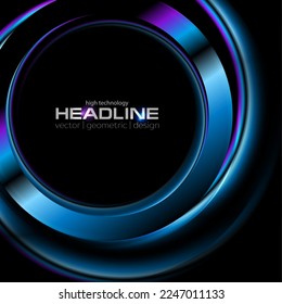 Blue violet glossy circle abstract geometric background. Vector design