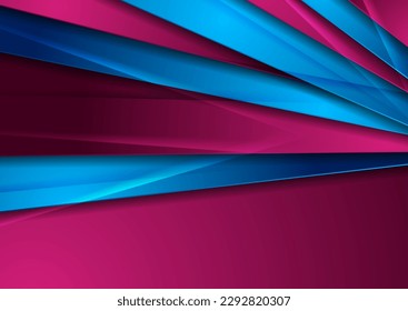Blue violet glossy stripes abstract corporate background. Vector graphic design