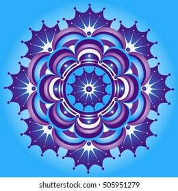 Blue and violet gradient vintage round pattern, vector