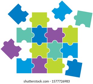 Blue violet and green puzzles