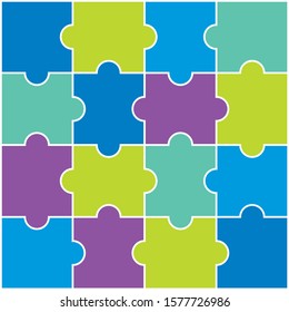 Blue violet and green puzzles