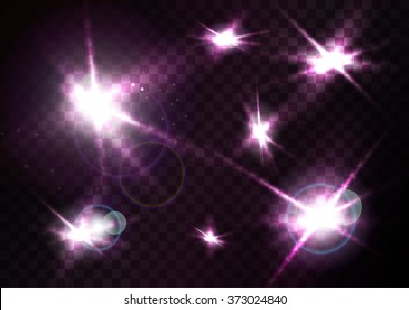 blue violet light flashes on the dark transparent background