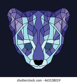 Blue and violet lined low poly ocelot