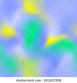 Blue violet mermaid scale vector background. Candy color iridescent background. Fish scale pattern. Seamless pattern swatch. Holographic gradient. Mermaid skin seamless pattern. Blurry color texture