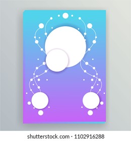 Blue violet mesh background, line spiral and circles, motion design, violet blue gradient. 