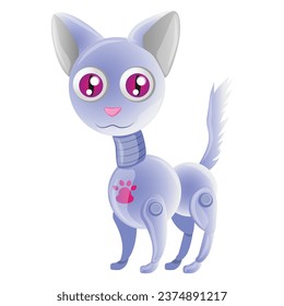 Blauviolette, moderne, innovative elektronische Roboterkatze