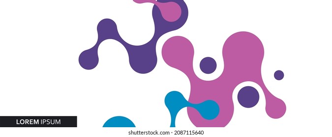 Moléculas violetas azules de estilo abstracto sobre fondo claro. Concepto de tecnología científica. Elemento de diseño gráfico