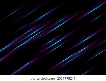 Líneas láser de neón violeta azul fondo geométrico abstracto de la tecnología. Diseño de Vector futurista