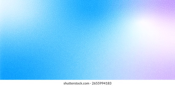 Fondo de gradiente de ruido azul y violeta. Cubierta de gradación de textura granulada de colores pastel. Navidades de transición suave y fría. Plantilla de Anuncio fresco. Horizontal funda retro de desenfoque suave. Ilustración vectorial.