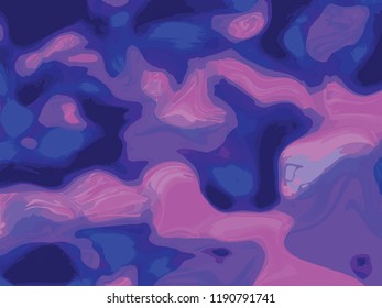 blue violet pink digital marbling background. Liquid surface backdrop. Multicolor suminagashi vector for web design or festival invitation. Fluid color pattern. Traditional Turkish ebru technique