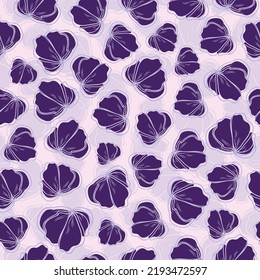 Blue violet pink vector hand drawn flowers bloom ditsy vector seamless pattern background. Great for fabric, textile, allover print, packaging and more