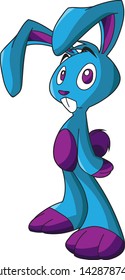 Blue and violet rabbit mascotte - vector