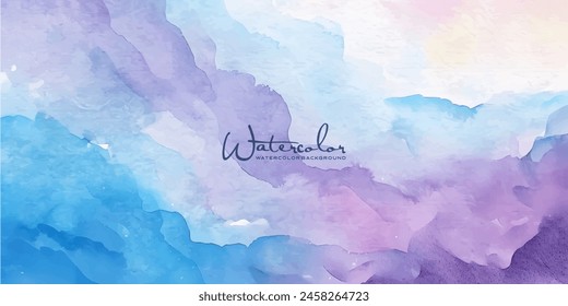 blue and violet rainbow pastel unicorn girly watercolor on paper abstract background