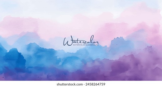 blue and violet rainbow pastel unicorn girly watercolor on paper abstract background