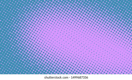 Blue and violet retro comic pop art background with haftone dots design. Vector clear template for banner or comic book design, etc