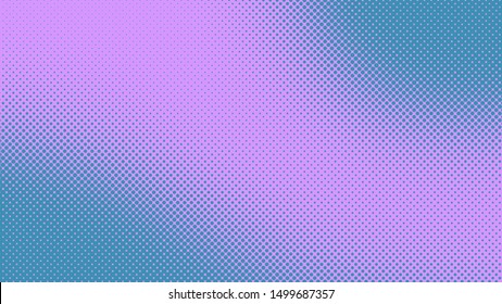 Blue and violet retro comic pop art background with halftone dots design, vector illustration template