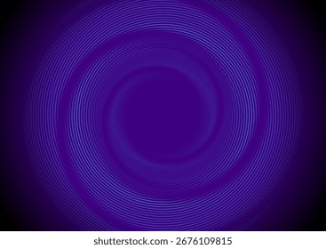 Fondo futurista abstracto de la tecnología de los círculos retorcidos lineales brillantes azules y violetas. Diseño de espiral geométrico mínimo de Vector