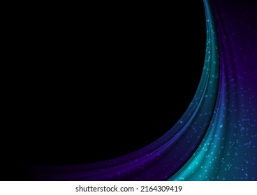 Blue violet smooth waves and shiny dots abstract background. Vector design