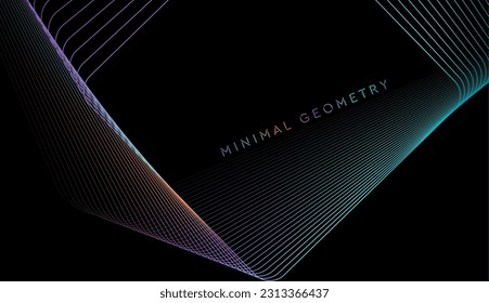 Blue violet square lines abstract tech background. Vector graphic minimal design