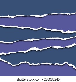 Blue and violet Torn paper pieces. Vector EPS10 illustration. Design elements - paper with ripped edges