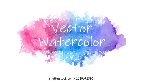 Blue and violet watercolor hand drawn isolated vector wash spot on white background for text design, web. Eps 10 