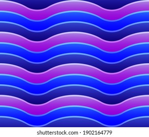 Las olas azul y violeta se rayaron sin fisuras. Fondo de repetición colorido. Ilustración de vectores de lujo con rayas brillantes