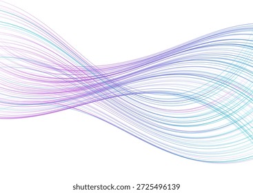 Linhas onduladas azuis e violetas abstrato fundo elegante mínimo. Design gráfico vetorial
