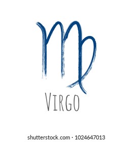 Blue Virgo Horoscope Icon Hand Painted Stock Vector (Royalty Free ...