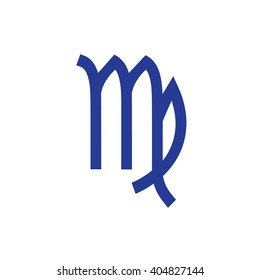 Blue Virgo zodiac sign. Astrology symbol vector illustration