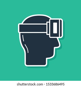 Blue Virtual reality glasses icon isolated on green background. Stereoscopic 3d vr mask.  Vector Illustration