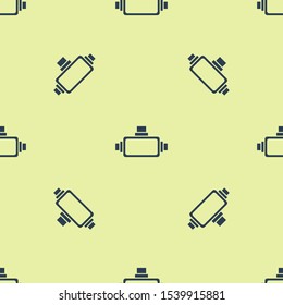 Blue Virtual reality glasses icon isolated seamless pattern on yellow background. Stereoscopic 3d vr mask.  Vector Illustration