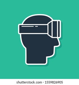 Blue Virtual reality glasses icon isolated on green background. Stereoscopic 3d vr mask.  Vector Illustration