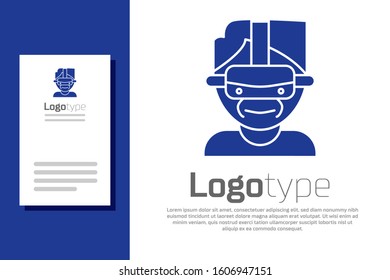 Blue Virtual reality glasses icon isolated on white background. Stereoscopic 3d vr mask. Logo design template element. Vector Illustration