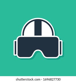 Icono de las gafas de realidad Blue Virtual aislado en fondo verde. Máscara 3d vr esteoscópica. Ilustración vectorial