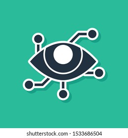 Blue Virtual reality icon isolated on green background.  Vector Illustration