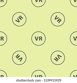 Blue Virtual reality icon isolated seamless pattern on yellow background.  Vector Illustration