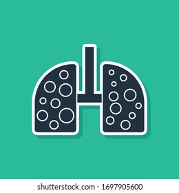 Blaue Viruszellen in Lungen Symbol einzeln auf grünem Hintergrund. Infizierte Lungen. Coronavirus, COVID-19. 2019-nCoV Vektorillustration-Illustration