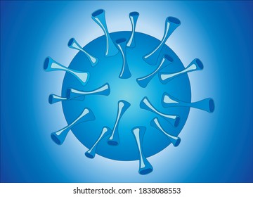 Virus azul en un fondo azulado. Adecuado para ilustraciones con el coronavirus