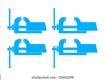 Blue vise icons on white background