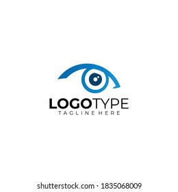 blue vision eye logo icon vector isolated