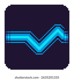 Blue Visual Glowing Line Meter, Pixel Art Icon, Isolated