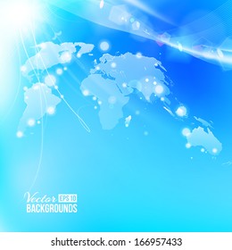 Blue vivid image of globe. Vector illustration.