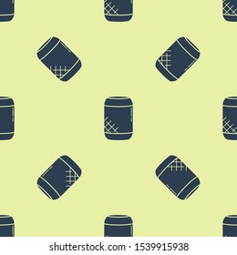 Blue Voice assistant icon isolated seamless pattern on yellow background. Voice control user interface smart speaker.  Vector Illustration