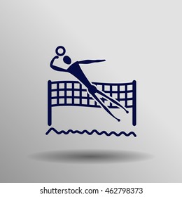 blue Volleyball (beach) icon button logo symbol concept high quality on the gray background