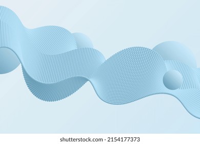 Blue volume decorative dotted wave vector background in abstract style for cards, banners, flyer